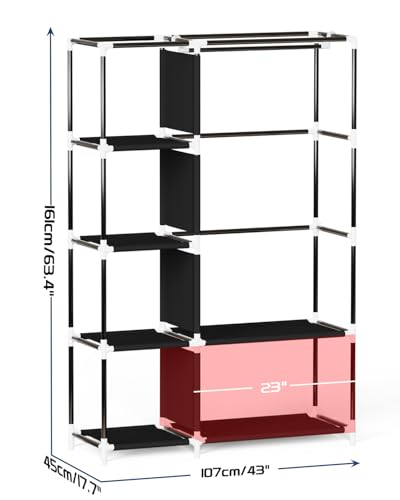 Image of Mavivegue Fabric Wardrobe, 45 x 107 x 161 cm Portable Wardrobe