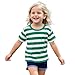 Boys Girls Striped Shirts Cotton Rainbow Shirt Toddler Kids Short Sleeve Crew Neck Summer Trendy (Green, 11-12 Years)