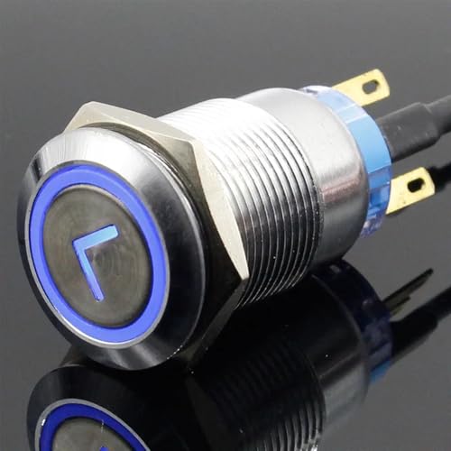 Interruptor de botón de 19mm 5V momentáneo con luz LED flecha azul