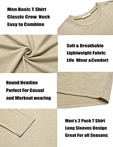 COOFANDY Men 2 Pack Muscle Fitted T Shirt Gym Workout Athletic Long Sleeves Tee