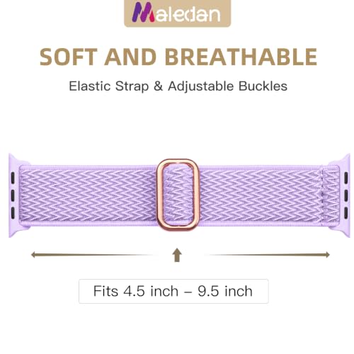 Image of Maledan 10 Pack Stretchy Braided Compatible with Apple Watch Band Women Men 38mm 40mm 41mm 42mm 44mm 45mm 46mm 49mm, Soft Nylon Solo Loop Elastic Strap for iWatch Series 11 10 9 8 7 6 5 4 3 2 SE Ultra
