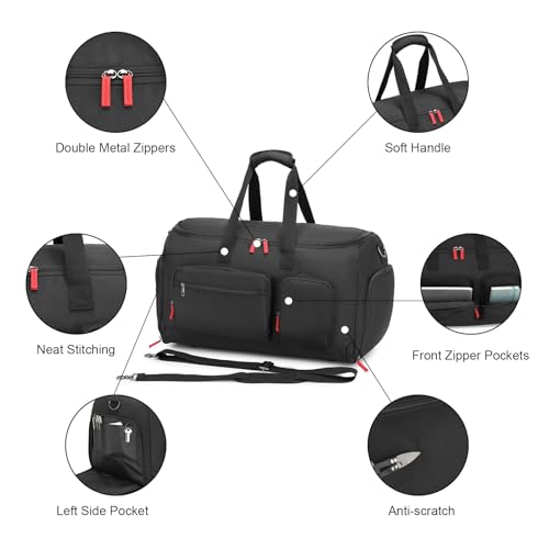 seyfocnia Travel Garment Duffle Bags, Carry On Garment Bag for Men Women, 2 In 1 Convertible Hanging Suitcase Garment Bags with Shoe Compartment4