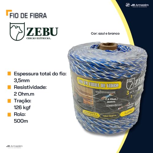 Fio Fibra De Vidro Cerca Rural 500 M Super Resistente Zebu
