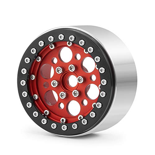 Rclions Aluminum Alloy 2.2Inch Beadlock Wheels Rims 35Mm For 1/10 Scale Crawler Rc Car Wraith -Pack Of 4Pcs (Red) #TOP7