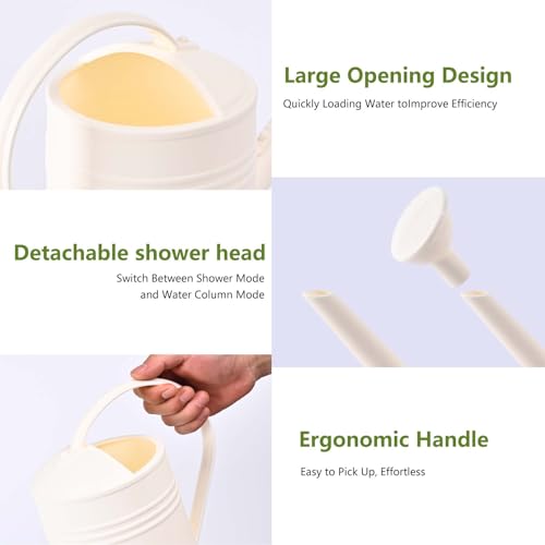 UFANME Plant Watering Can - 1/2 Gallon - Plastic for Indoor and Outdoor House Plant Garden - with Long Spout and Sprinkler Head