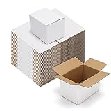 PETAFLOP 6x4x4 Shipping Boxes 50 Pack, White Cardboard Boxes Kraft Corrugated Mailer Boxes for Small Business