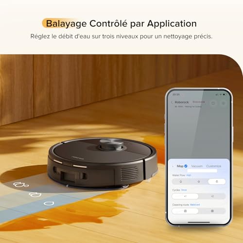 roborock Q7 M5 Set Aspirateur Robot Laveur 10 000 Pa, Double Conception Anti-Enchevêtrement, Durée de Nettoyage Prolongée, Navigation avec LiDAR Précis, APP, Noir