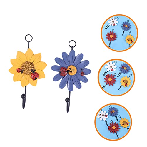 Plafope 2 Pcs Painted Clothes Hooks Sundries Yellow Room Iron Hat Decorative Wall Decor Hanging Hanger Art Decoration Door Hangers Organizer Sunflower Supplies Key Mounted Hand- Resin #TOP6
