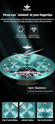 Image of OUPINKE Watches for Men Automatic Skeleton Self Winding Dress Wrist WatchBusiness Waterproof Luminous Tungsten