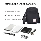 Mini torba na ramię mała torba na ramię dla mężczyzn portfel podróżny uchwyt na paszport telefon torebka unisex mini torba kurierska dla kobiet torba na szyję z gniazdem słuchawkowym - czarna