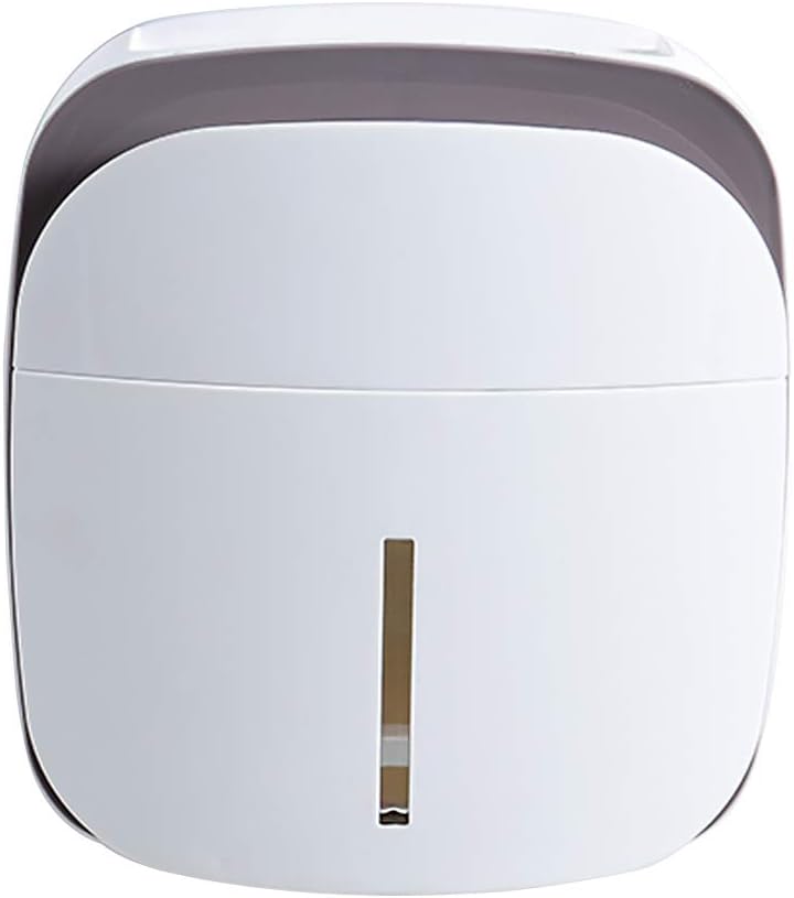 NaKita Tissue Box Cover, Multipurpose Toilet Paper Holder with Phone Shelf and Drawer Storage, Wall Mounted Punching Free Tissue Dispenser Box for Bathroom or Kitchen, White