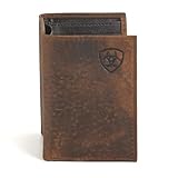 ARIAT Trifold Wallet Emboss Corner Logo Brown One Size