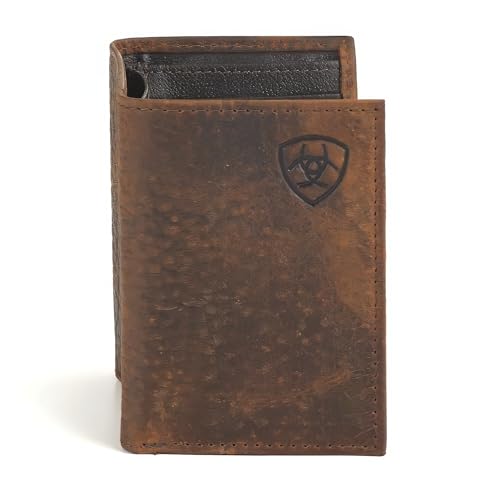 ARIAT Trifold Wallet Emboss Corner Logo Brown One Size