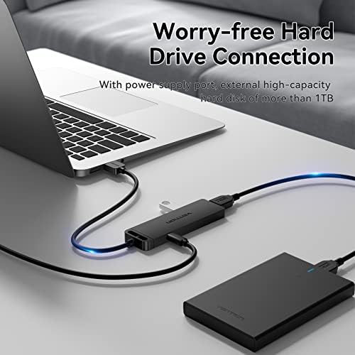 USB hub,VENTION 4-port USB 3.0 HUB Ultra Slim USB splitter Charging Supported for Laptop usb Extension multi USB port for desk extender Mac Mini/Pro,PC/flash drives/Surface Pro/XPS/PS5/PS4 (0.5FT)