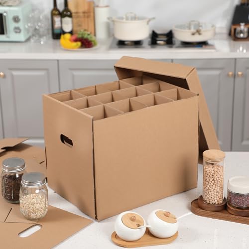 Cajas de mudanza para copas de vino de doble capa con 72 bolsas protectoras 5