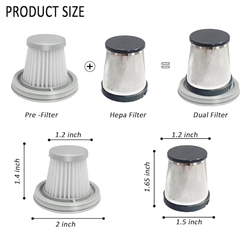 6 pack Washable Hepa with 2 pack Stainless Steel Pre-filter,Hepa Filter Replacement Compatible with Fanttik V8 Series (Fanttik Slim V8 Mate Vacuum) by Musibo - Used condition - Image 2