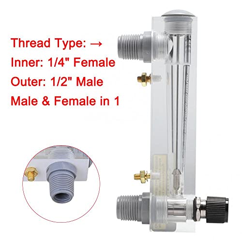 Flüssigkeitsdurchflussmesser, LZM-15T Einstellbares Panel-Typ Wasserdurchflussmesser mit Steuerventil, 10-100 L/H (1/2 Zoll Außengewinde, 1/4 Zoll Innengewinde)
