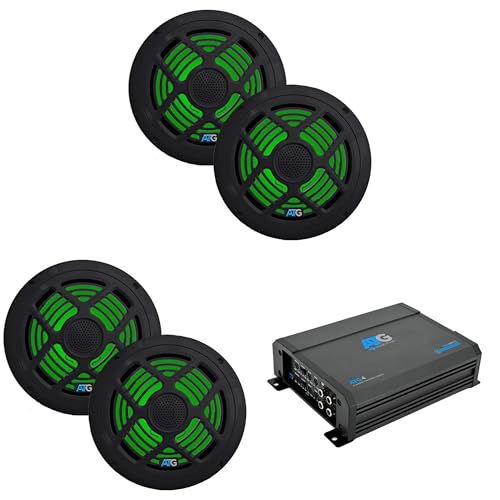 ATG 1000 Watt RMS Full Range Compact Marine 4 Channel Amplifier with (2) Pair 8