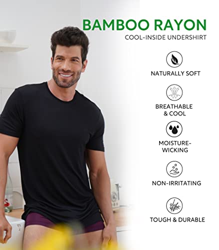 David Archy Men's Undershirt Bamboo Rayon Moisture-Wicking T-Shirts Stretch Crewneck Tees For Men, 3-Pack (S, Black/Dark Gray/Light Gray) #TOP1