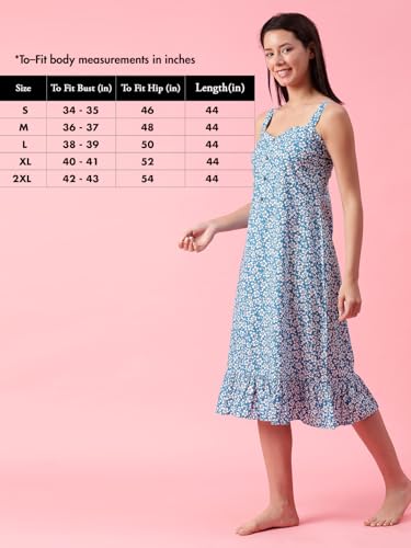 Image of Women Printed Cotton Nighty Nightdress Maxi S /M /L /XL /2XL.