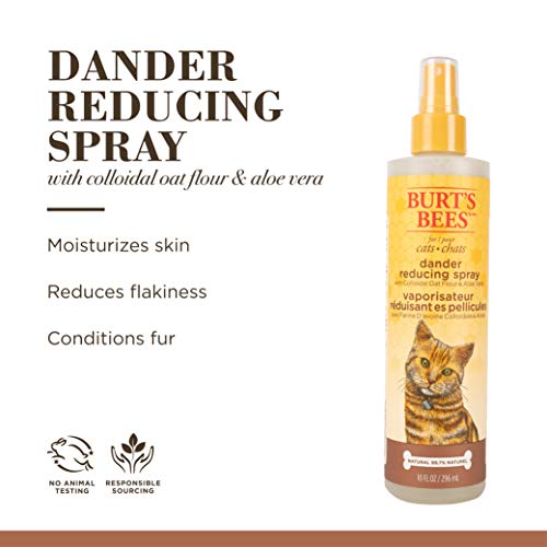 Burt's Bees For Cats Natural Dander Reducing Spray With Soothing Colloidal Oat Flour & Aloe Vera | Cruelty Free, Sulfate & Paraben Free, Ph Balanced For Cats - Made In Usa, 10 Oz Bottle #TOP1