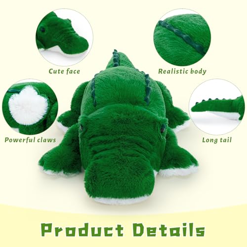 Image of MorisMos 34inch Giant Alligator Stuffed Animal, Soft Fluffy Alligator Plush Toy, Big Stuffed Huge Crocodile Plush Gifts for Kids Boys Girls Brithday