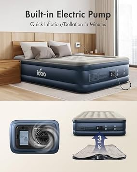 iDOO Air Mattress with Built in Pump, Queen Size