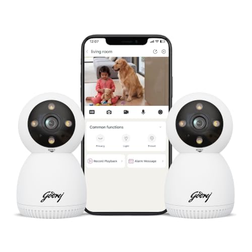 Image of Godrej 3MP Smart Wi-Fi CCTV Camera | EVE Pro 3 | | Night Vision | 360 View | AI Human Tracking | Motion Detection | Indoor Camera | 2-Way Talk | Up to 256GB SD Card Support | Alexa Support