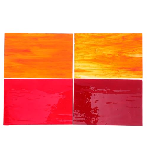 TEHAUX Plaques de Verre Coloré Ondulé pour Vitrail 10x15 Cm 4 Pcs Rouge Pastèque, Rouge Vin et Orange, Fournitures pour Vitraux, Décoration Murale, Loisirs...
