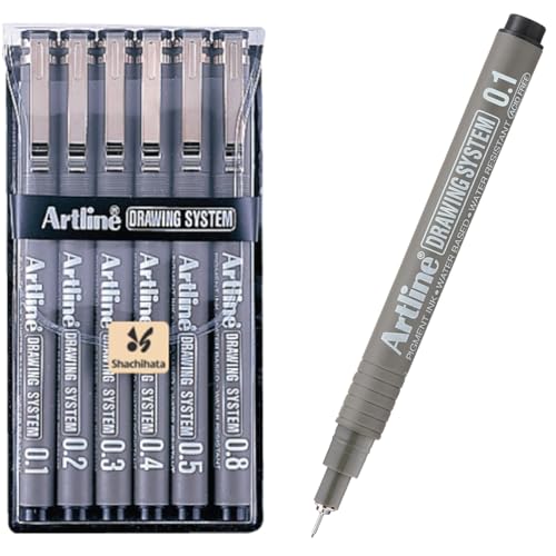 Set 10 Penne A Punta Fine Brite Crown – Da 0,2 Mm A 1,0 Mm + Pennello 2,5 Mm – Inchiostro Nero, Per Disegno E Calligrafia