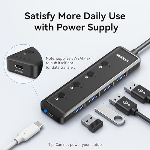 Image of USB C to USB C Hub Multiport Adapter,USB C Splitter Dual Monitor (Jet Black)