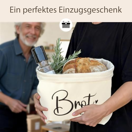 COMOOKA Brotkorb Stoff als Einzugsgeschenke Wohnung Einweihungsgeschenk Haus Brotkörbchen Modern Brottasche Brotbeutel Leinen Brot und Salz Geschenk zum Einzug in Haus Neue Wohnung