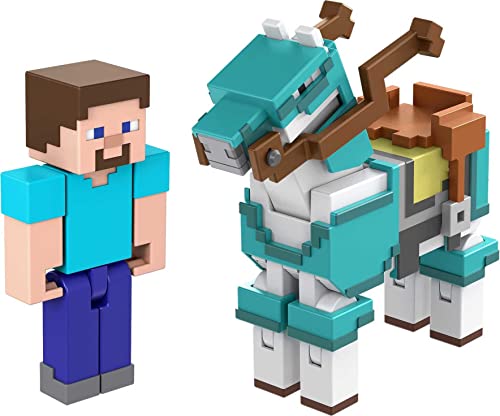 Ya en mundofriki.es: Mattel Minecraft Steve y caballo con armadura Pack 2 figuras de acción con accesorios, juguete +6 años (HDV39)