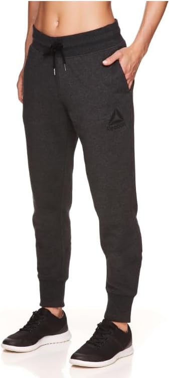 Reebok Women's Cozy Fleece Jogger Sweatpants with Pockets (XXX-Large, Black Heather)