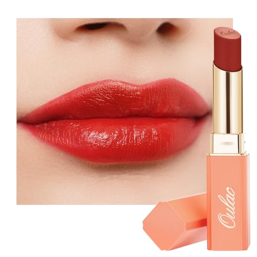 Oulac Satin Matte Red Lipstick - Long Lasting Lip Stick for Halloween, Full Coverage with Smooth Creamy Texture Lip Colour, Moisturizing & Weightless Formula Lip Makeup, Vegan, 4.3g, SG07