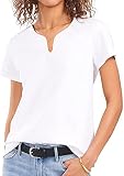 Women Tennis Shirts Short Sleeves Golf Polo Shirts V-Neck Running Athletic Sports Tops UPF 50+ Casua