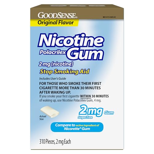 Nicotine Polacrilex Uncoated Gum 2 mg (Nicotine), Original Flavor, Stop Smoking Aid