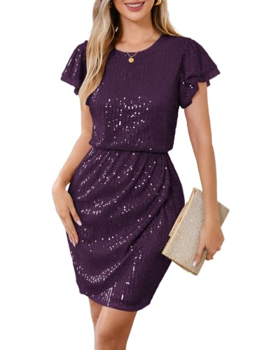 Image of GRACE KARIN Women's Sparkly Sequin Dress Cap Sleeve Party Cocktail Holiday Dress Elegant Glitter Sparkly Dresses for Women