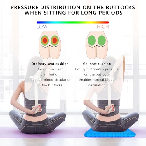 Gel Seat Cushion for Office Chair, 43 x 45 cm Double Layer Honeycomb Cooling Pad with 2 Washable Non Slip Covers, Pressure Relief Seat Cushion for Long Sitting, Car, Home and Wheelchair by BOODPET - Image 5