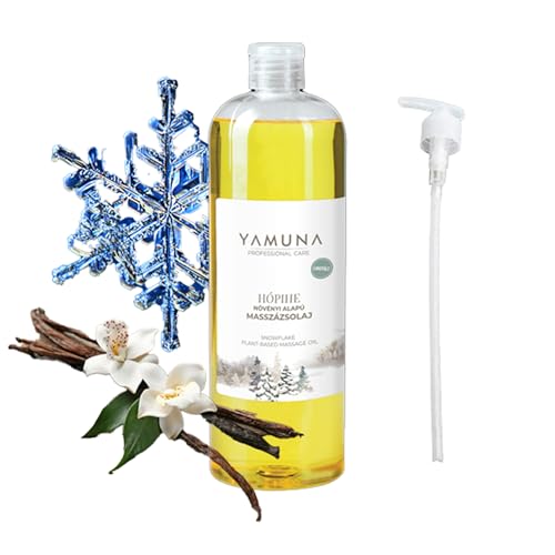 YAMUNA NATURAL BEAUTY Aceite de masaje, 100% vegetal, cosmética natural de Hungría. Aceite profesional – Sin parafina ni parabenos para un masaje refrescante (1000 ml, copo de nieve)