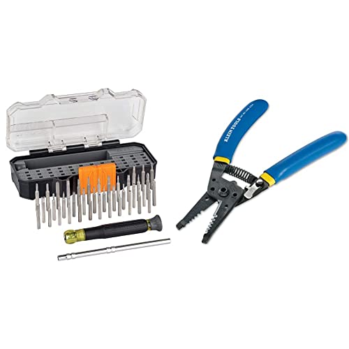 Klein Tools 32717 Precision Screwdriver Set with Case & 11055 Wire Cutter and Wire Stripper, Stranded Wire Cutter, Solid Wire Cutter, Cuts Copper Wire