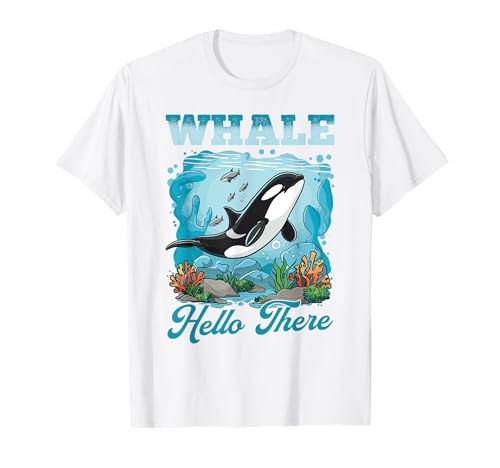 Funny Orca Animal Ballena Hola Allí Camiseta