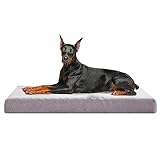 WATANIYA PET Extra Large Dog Bed, Cooling Dog Beds for Large Size, Washable Orthopedic Pet Mat for Crate with Joint Relief Memory Foam, Waterproof Liner and Plush Cover (50’’x 34’’)