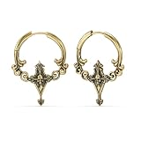 PUNKYOUTH Pendientes de gota góticos de 18 g para mujer, estéticos oscuros, vintage, corazón, cráneo, cruz, rosa, escudo, aro, barroco, filigrana, alternativo, grunge, punk, joyería de piercing, 1mm