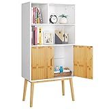 Vielseitige Verwendungen- Dieses Regal mit Tür und 3 Fächern ist nicht nur perfekt als Bücherschrank für Ihres Büro, Arbeitzimmer sondern auch als Sideboard für Ihres Esszimmer, Küche, sogar ideal auch als Highboard in Ihrer Wohnzimmer für Sammelstücke, Spielzeug, Figuren zum Hinstellen.
