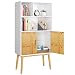 Produktbild HOMECHO Bücherschrank Kommode Bücherregal mit 2 Ablagen und Schranktüren Standregal Kinderregal für Wohnzimmer Büro Highboard in Weiß Sideboard Skandinavisch 60 * 30 * 120cm