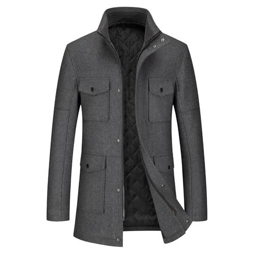 Manteau trench-coat pour homme en laine mélangée doublé chaud