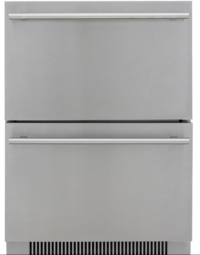 BBQ Island Grills & Smokers Blaze 23.5-Inch 5.1 Cu. Ft. Outdoor Rated Stainless Steel Double Drawer Refrigerator - BLZ-SSRF-DBDR5.1