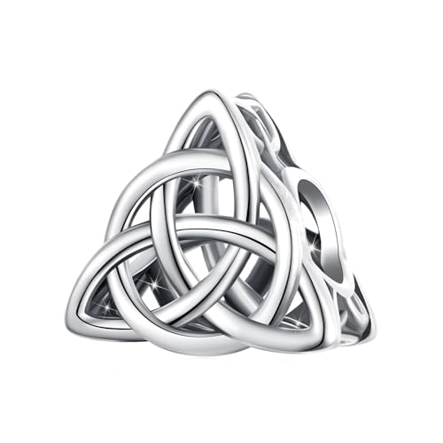 WOSTU Celtic Knot Charm for Bracelets and Necklaces - 925 Sterling Silver Dangle Pendant Bead, Lucky Jewelry Gift for Women