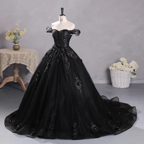 Mouccy Princess Lace Pearly Prom Dresses Plus Size Glitter Off Shoulder #TOP23